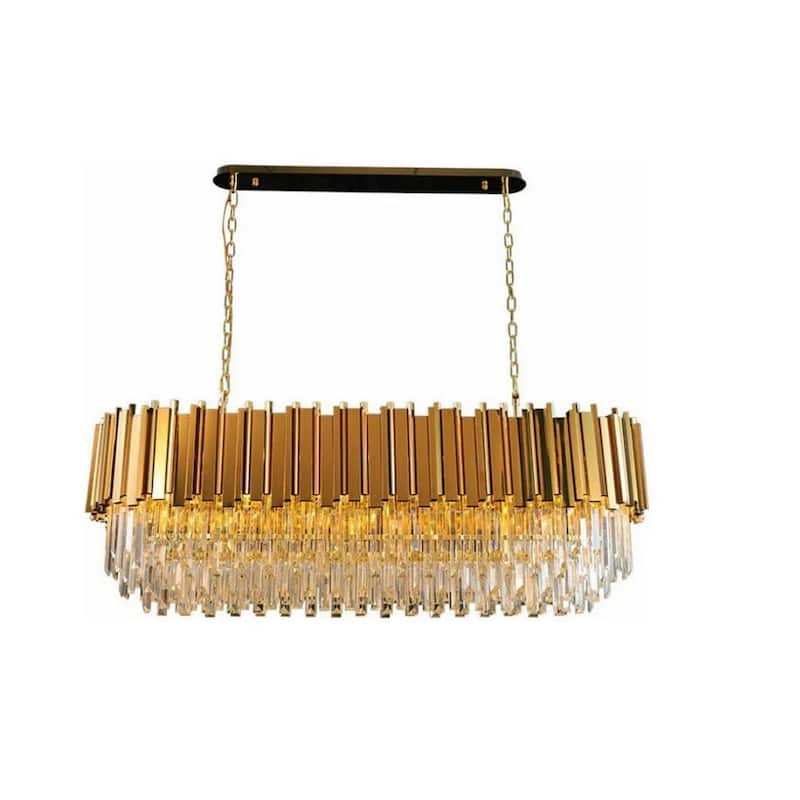 Gold Plated Crystal Dining Room Kitchen Island Chandelier, 40" Length ...
